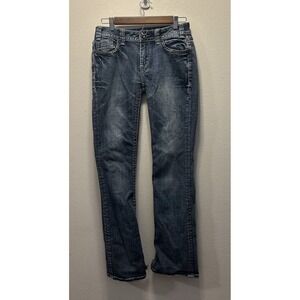 Rock and Roll Cowgirl Jeans sz 27 X 34 Mid Rise Embellished Bling Bootcut M‎